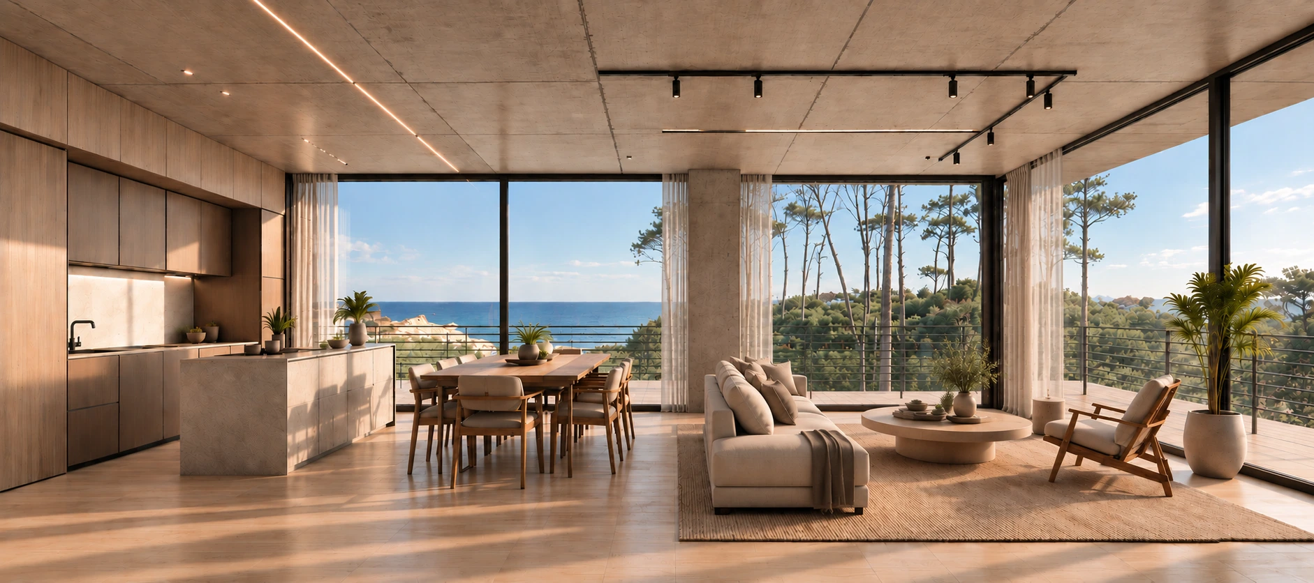 Living, comedor y cocina